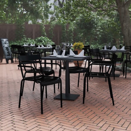 Flash Furniture Black All-Weather Steel Dining Chair, 4PK 4-XU-CH-10318-ARM-BK-GG